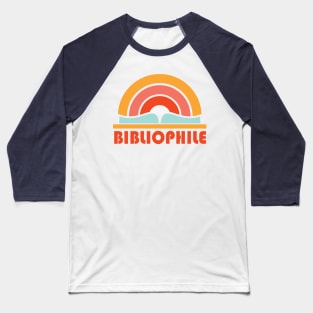 Bibliophile in retro bright orange, red, and yellow - for book lovers and bookworms everywhere Baseball T-Shirt
